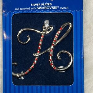 Silver Plated Initial Ornament with Swarovski Crystals